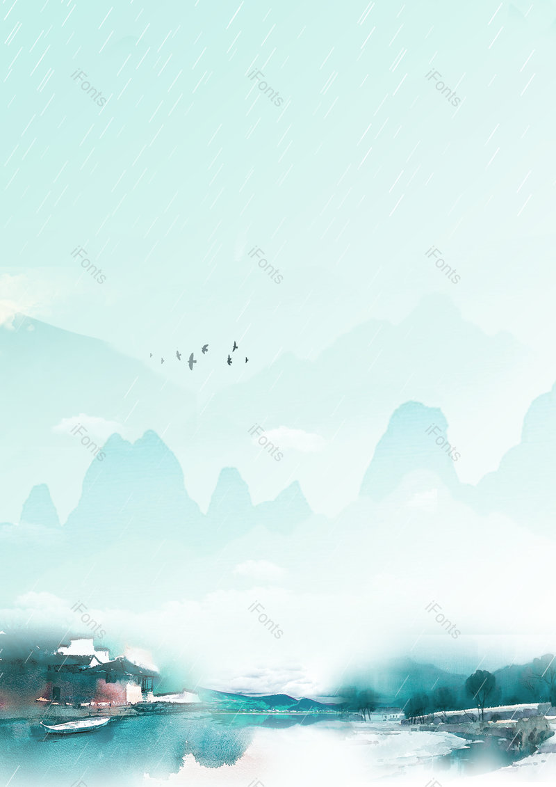 清明水墨风江南烟雨飞燕朦胧创意背景,插画/手绘图,插画/手绘图库,插画/手绘图下载,插画/手绘